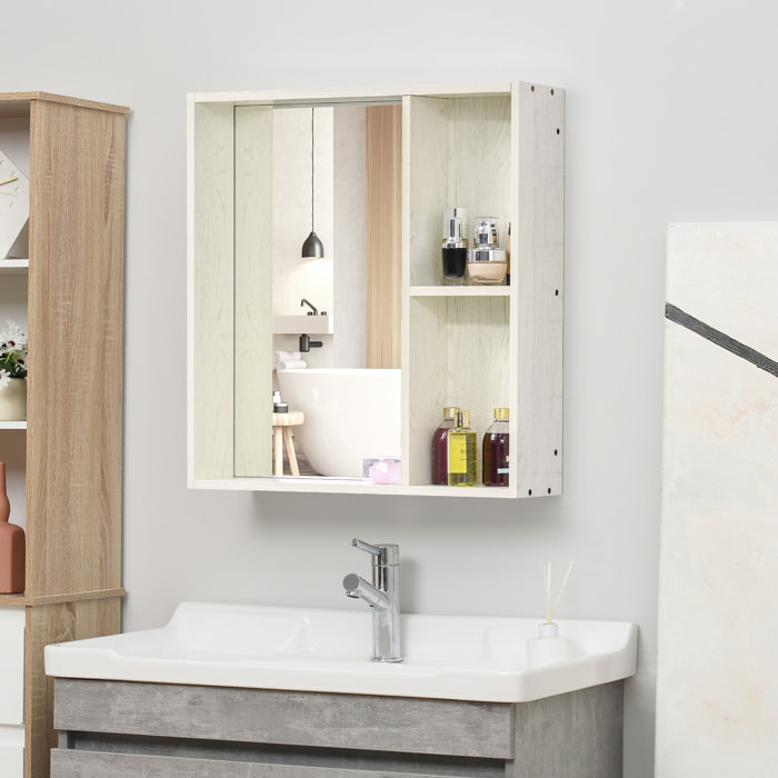 Armario de Baño con Espejo Armario con Espejo para Baño con Estantes Mueble para Baño Estilo Moderno 63x15x65 cm Blanco