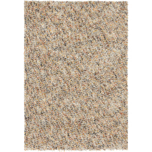 Tapis shaggy tissé en laine motif faux uni ELRA