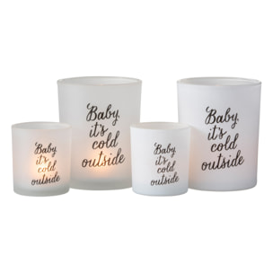 J-Line photophore Baby - verre - blanc/noir - large - 2 pcs