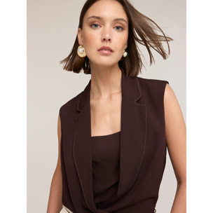 Motivi - Top a body con colletto The Tailoring Lab - Marrone