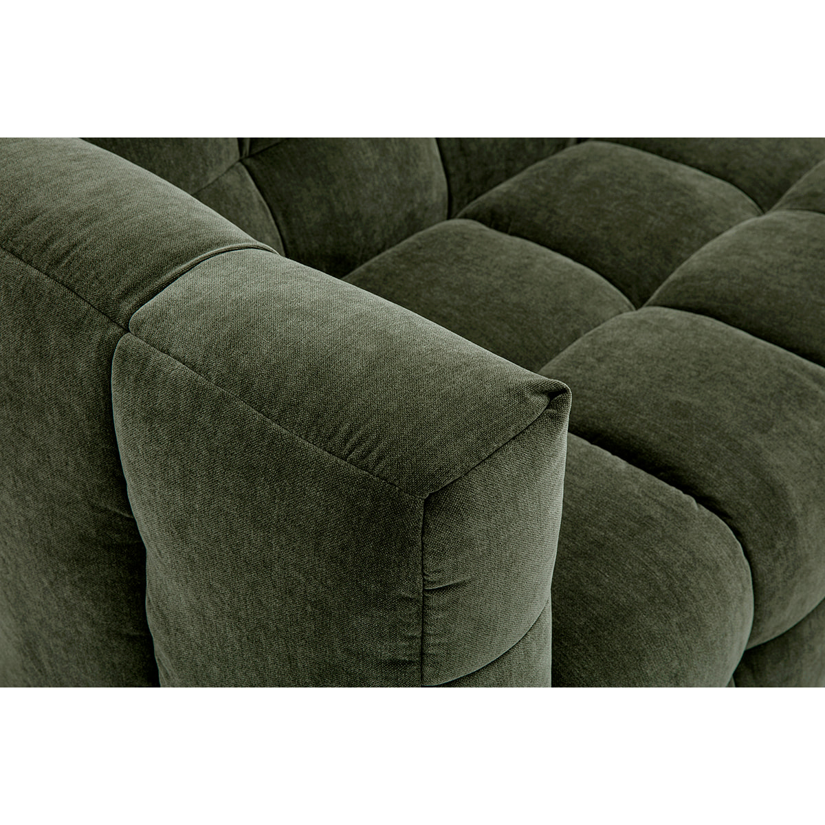 Canapé design 3 places en tissu effet velours vert kaki CORTO