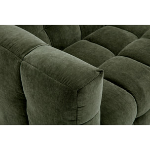 Canapé design 3 places en tissu effet velours vert kaki CORTO
