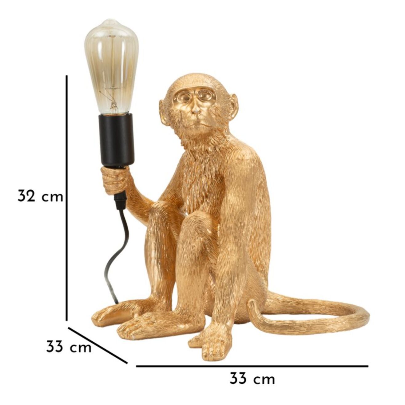 LAMPADA DA TAVOLO MONKEY SEDUTA ORO CM 33X33X32