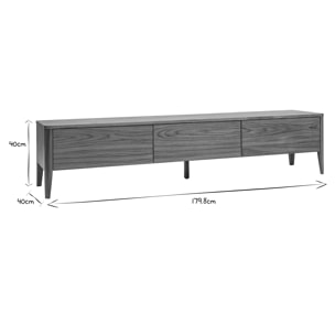 Meuble TV bois foncé noyer 3 tiroirs L180 cm BENJA