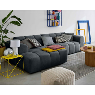 Ray - canapé d'angle gauche - 4 places - en tissu texturé - Gris