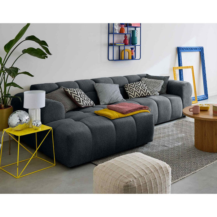 Ray - canapé d'angle gauche - 4 places - en tissu texturé - Gris