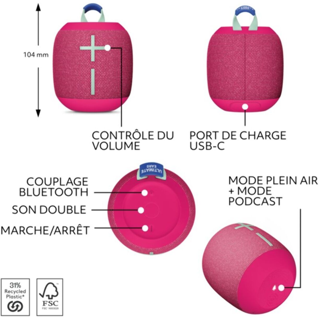 Enceinte portable ULTIMATE EARS Wonderboom 4 Rose