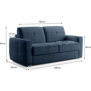 Canapé capitonné convertible 3 places en tissu chenille - ouverture express - CASSIAN