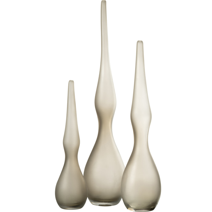 J-Line vase Yara Courbe Flute - verre - beige - 3 pièces - 64 cm de hauteur
