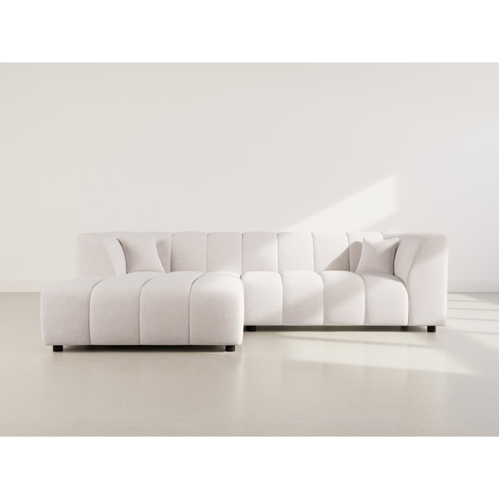 Curtis - canapé d'angle gauche 4 places avec accoudoir en tissu texturé - Beige