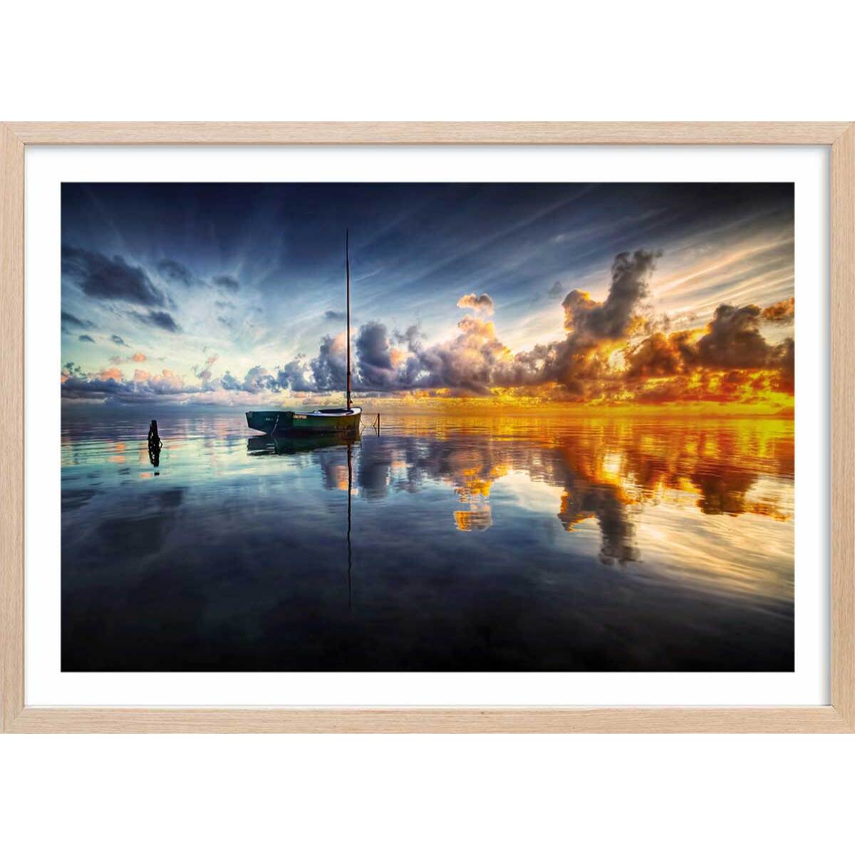 Affiche beauté des lacs Affiche + cadre en bois - Chêne