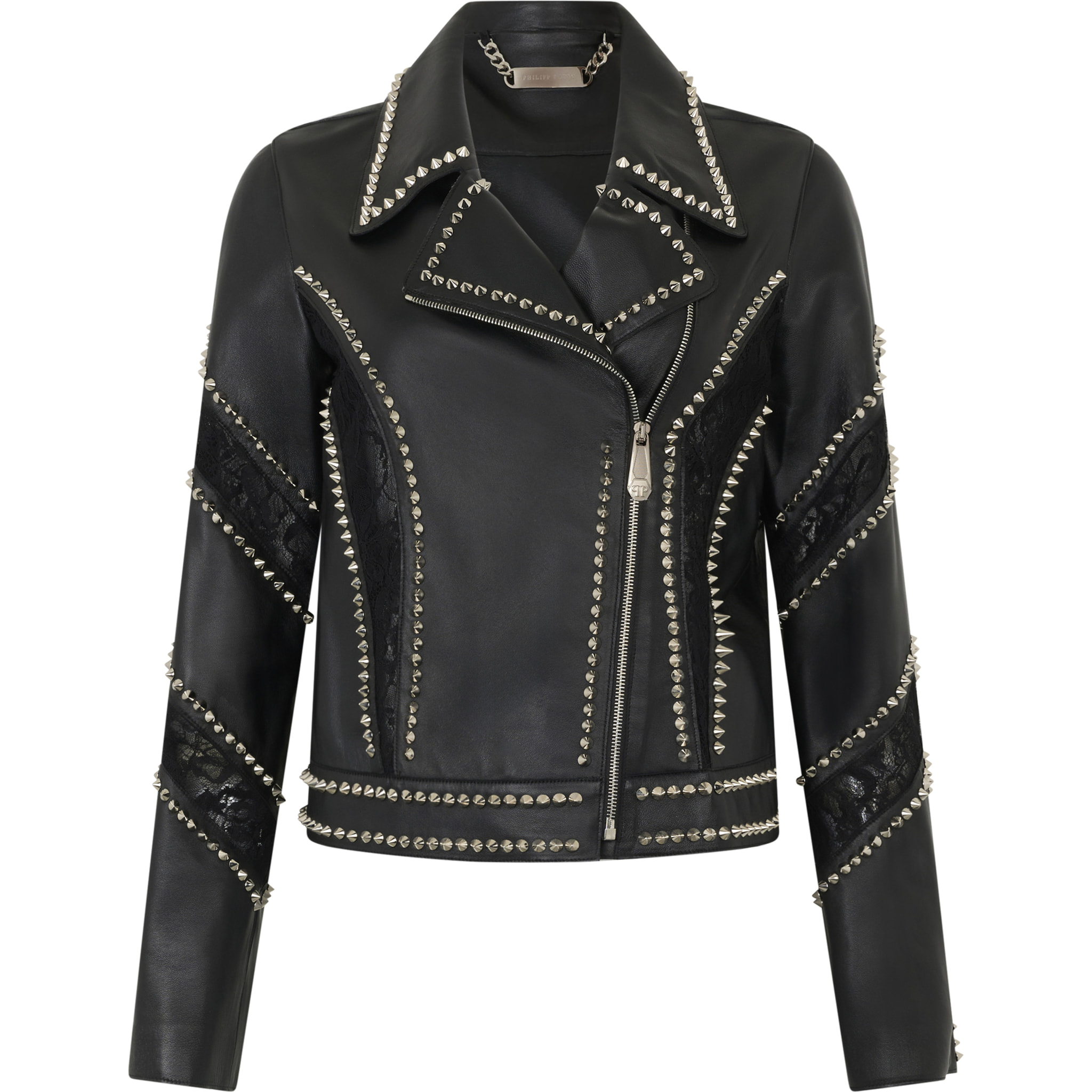 PHILIPP PLEIN Biker Jacket with Lace Inserts