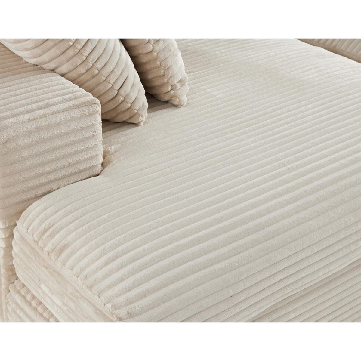 Collins - canapé droit 4 places avec double méridienne - assise profonde - velours côtelé grosses côtes - Beige
