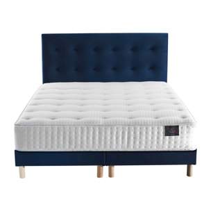 Ensemble matelas ressorts mémoire de forme, PULSAR + tête de lit capitonnée + sommier 11 cm