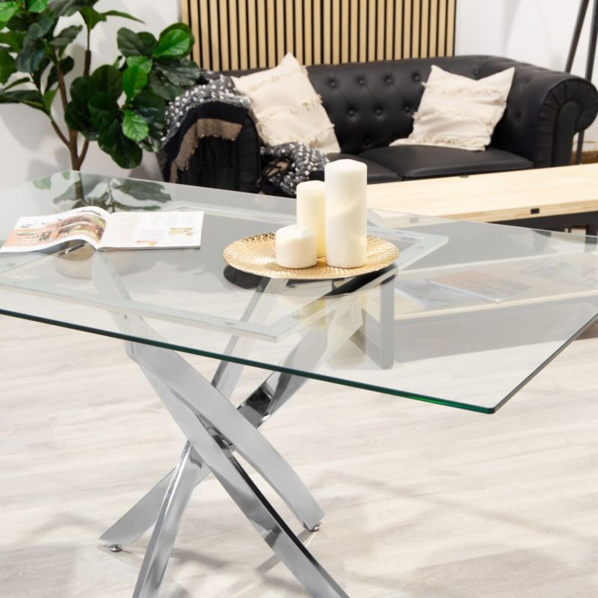 Mesa de comedor Thunder Cristal - Cromo