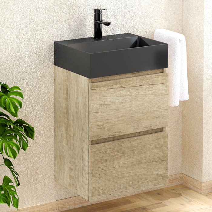 Conjunto de baño Miki Black, Alday, 45 cm, Nature