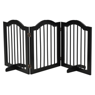 Barrera de Seguridad Plegable para Perros Pequeños Rejilla de Protección de 3 Paneles con Patas para Mascotas para Escaleras Pasillos 154,5x29,5x61 cm Negro