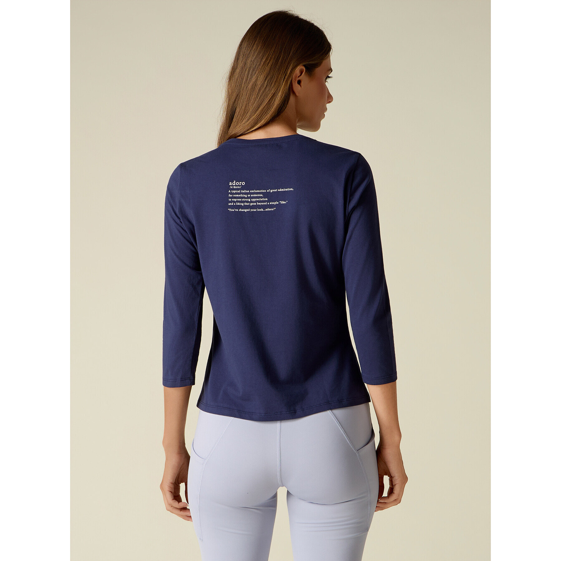Oltre - T-shirt con ricamo lettering gioiello - Blu