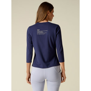 Oltre - T-shirt con ricamo lettering gioiello - Blu