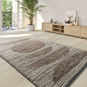 LIMA Alfombra shaggy estilo escandinavo con relieve beige, varias medidas disponibles