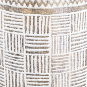 Pied de parasol en bois de suar et gravures blanches - Soka