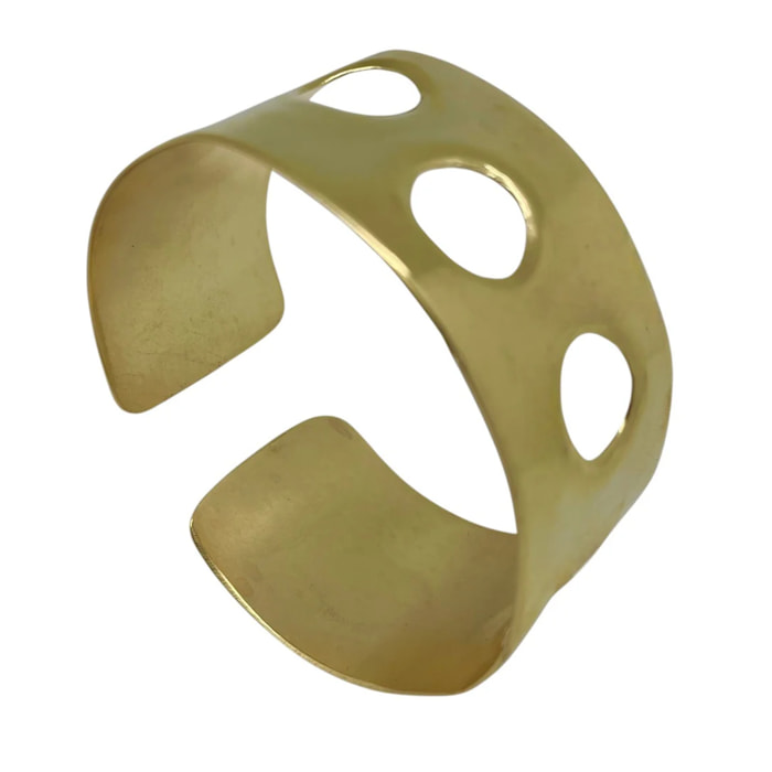 Brazalete pulsera ancha latón Hole dorado chapado Gloria Mago design