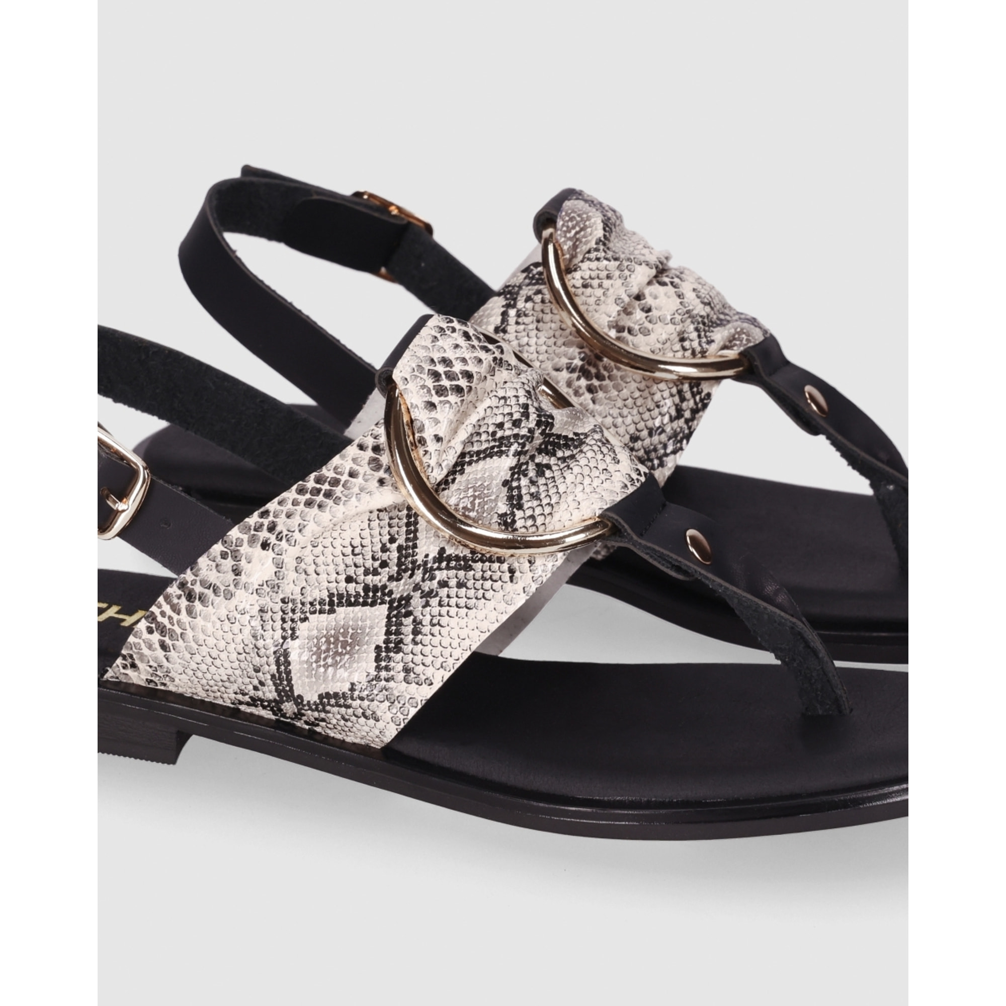 Sandalias de Piel - Serpiente - Tacón: 1 cm