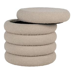 Pouf Brooklyn con contenitore in bouclé beige ø44 cm
