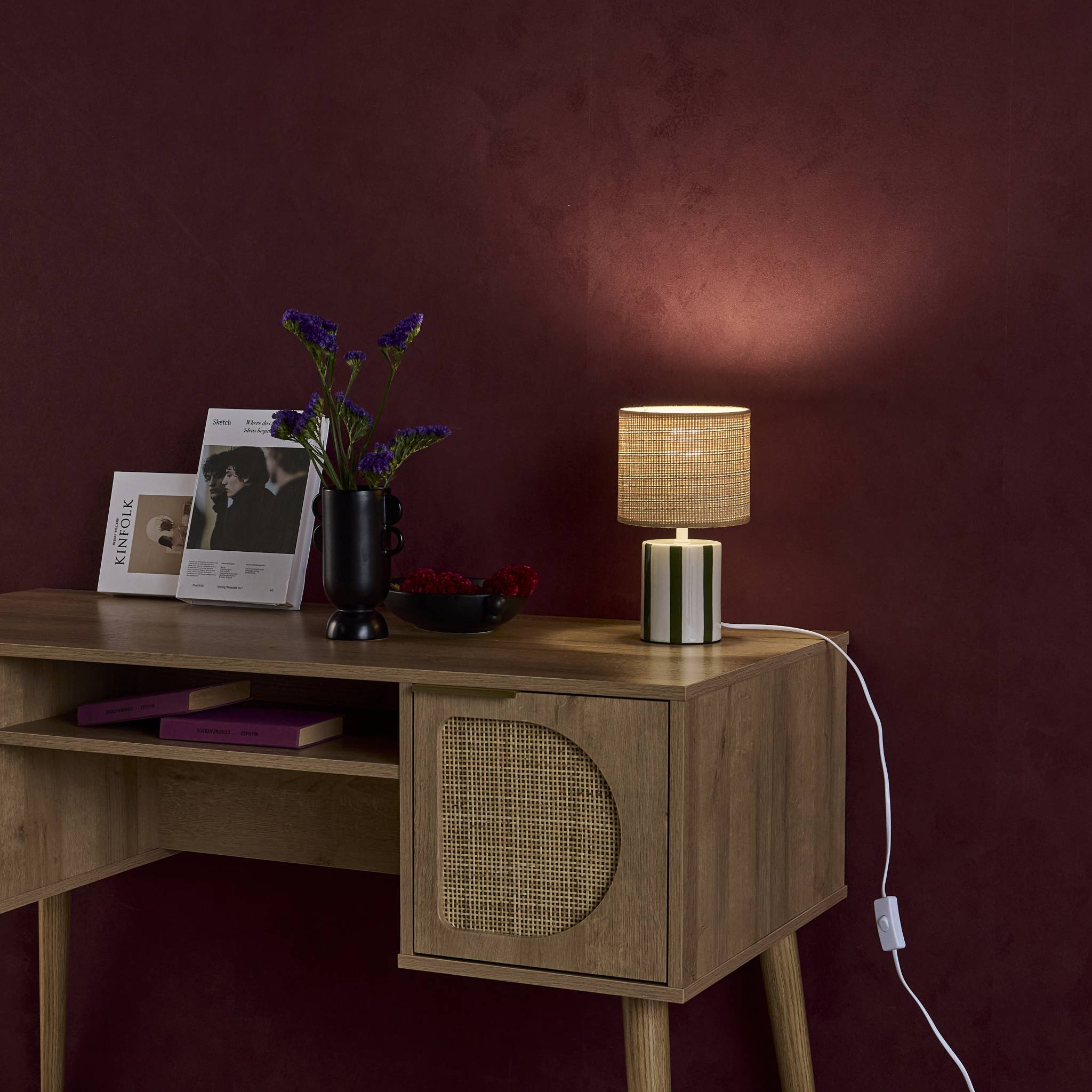 Lampe de table intérieur céramique vert H 28cm - Aurore