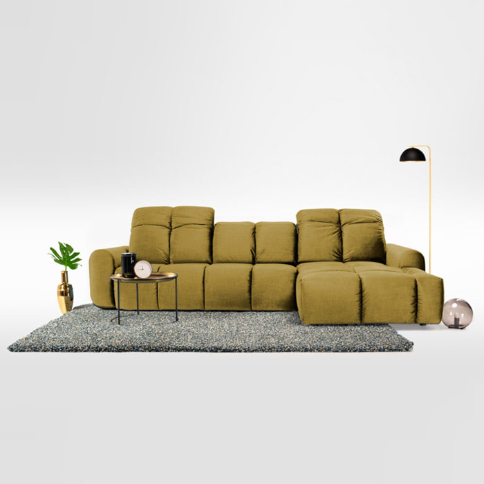 Canapé d'Angle Droit Tissu Anacapri, 3 Places, Repose-têtes Ajustables, Style Contemporain