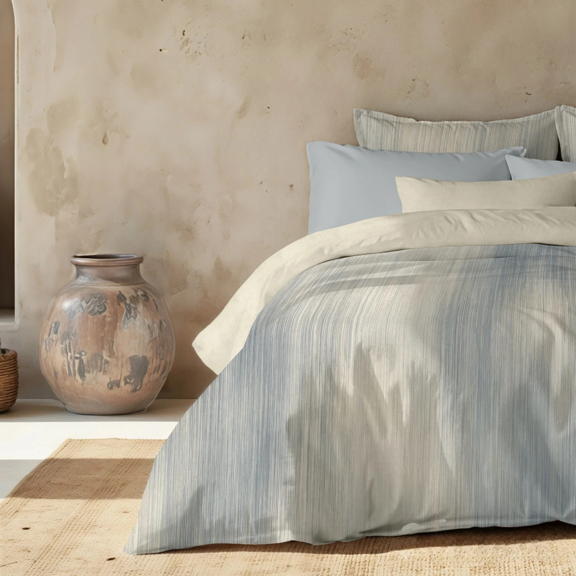 Housse de couette 100 % coton 80 fils Lluc Bleu