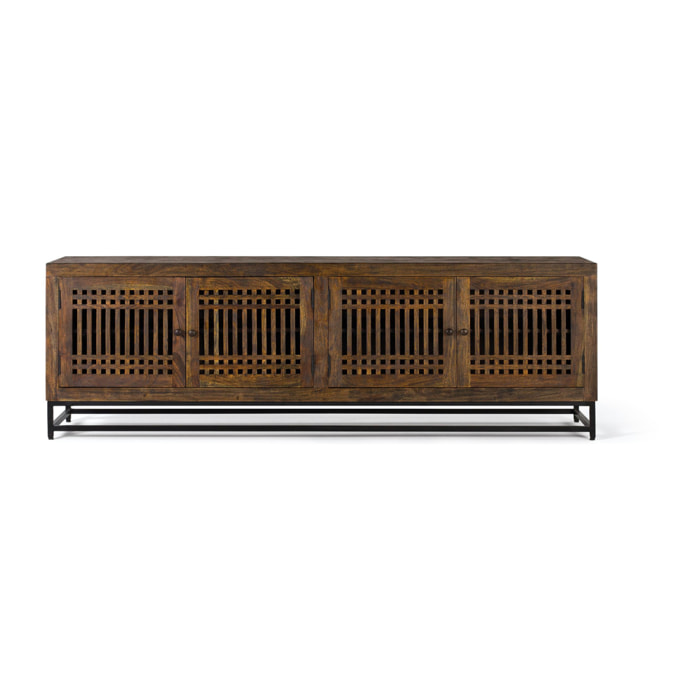 Mueble TV de Madera de Acacia 200 Cm Estilo Industrial con Inspiración Oriental