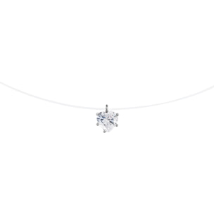 Collana Fantasmino con Pendente Cuore in Cubic Zirconia placcata Rodio