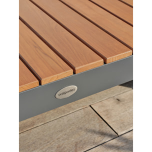 ALICANTE - Salon de jardin d'angle 6 places en teck et aluminium gris anthracite