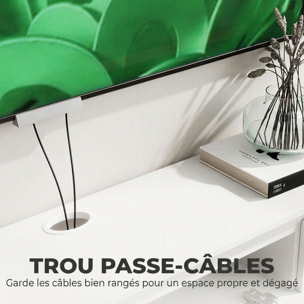 Meuble TV design suspendu flottant LED station charge intégrée blanc