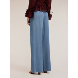 Motivi - Pantaloni palazzo con pieghe in lyocell - Azzurro