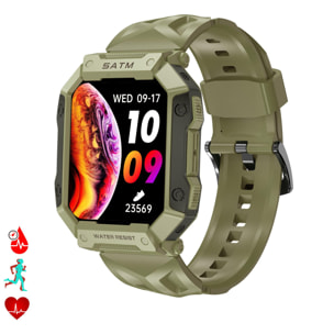 Smartwatch PG333 special outdoor, 5 ATM sommergibile, resistente alla polvere e agli urti. Con cardiofrequenzimetro, pressione sanguigna e O2.