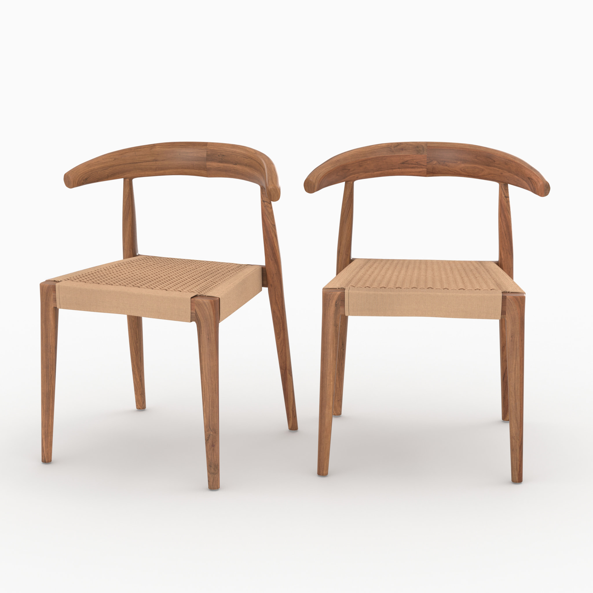 Lot de 2 chaises en bois de teck et cordage type loom - Alia