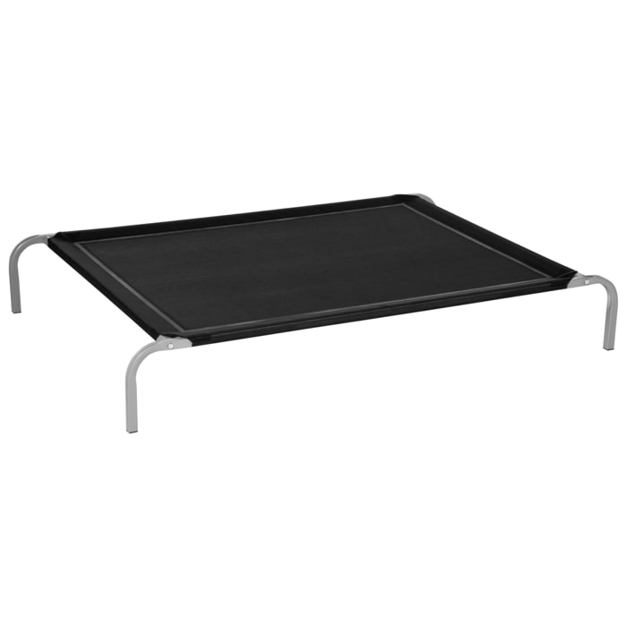 Lit pour chien chat XXL grand confort sur pied dim. 130L x 90l x 20H cm métal époxy textilène micro-perforé noir