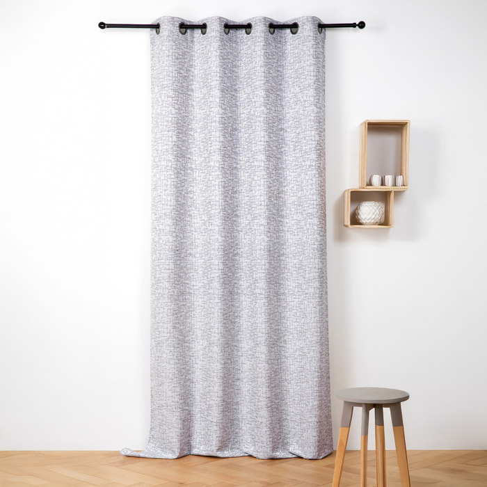 Rideau jacquard à oeillets  - Effet tweed - Bleu