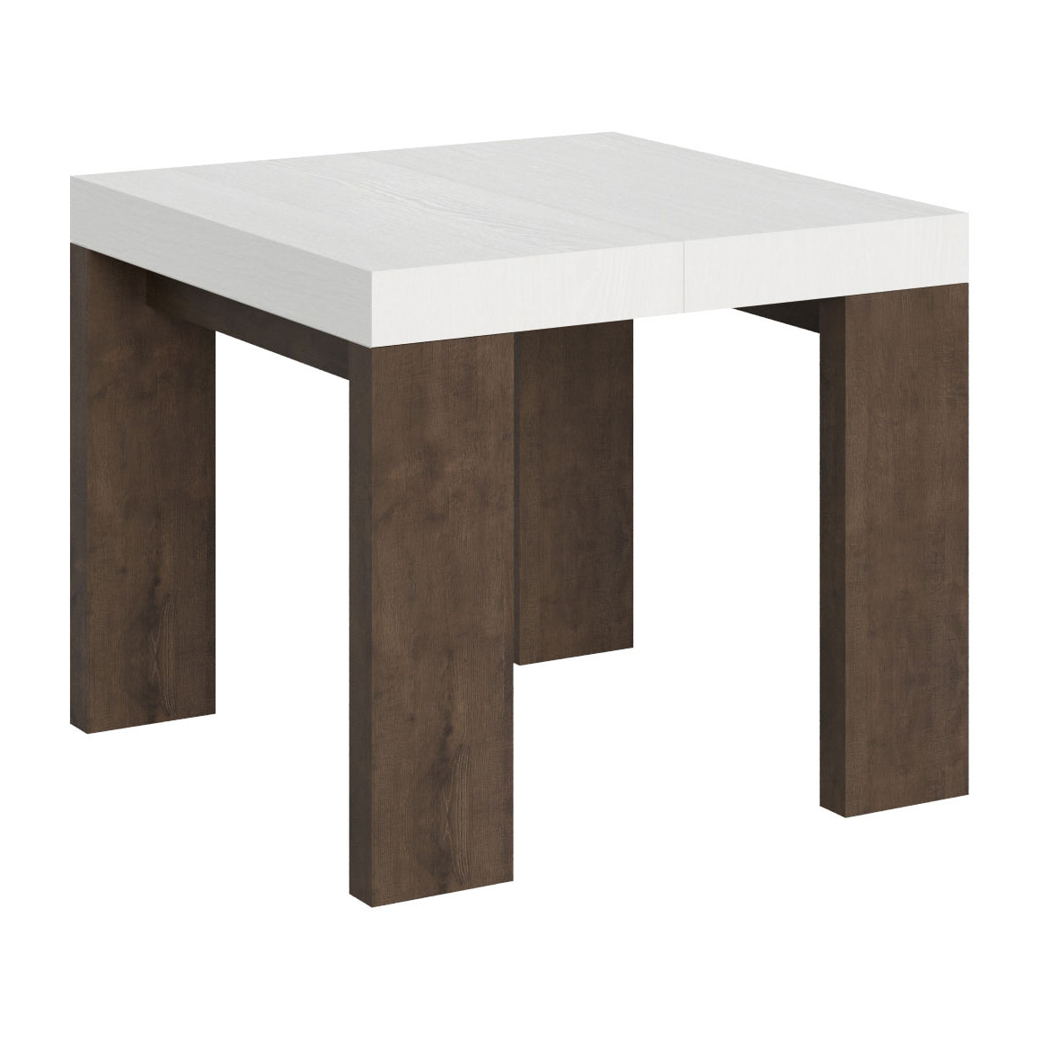 Table Roxell Mix Extensible dessus Frêne Blanc structure Noyer 90x90 Allongée 246