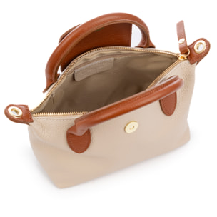 Aurano bolso bandolera tipo Tote mujer. Piel auténtica Dollaro bitono.