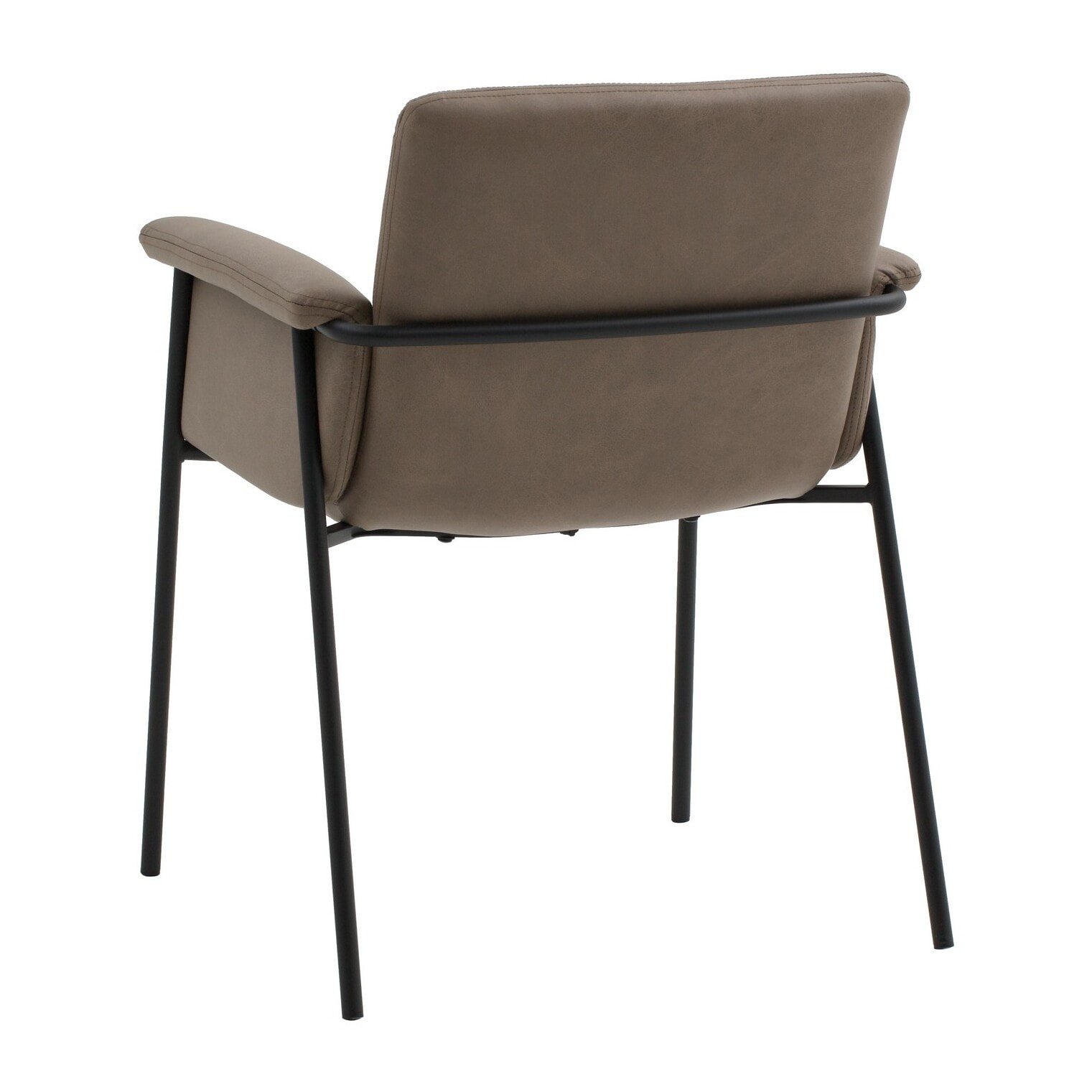 Set di 4 sedie CANCÚN in similpelle marrone e gambe in metallo nero, con braccioli