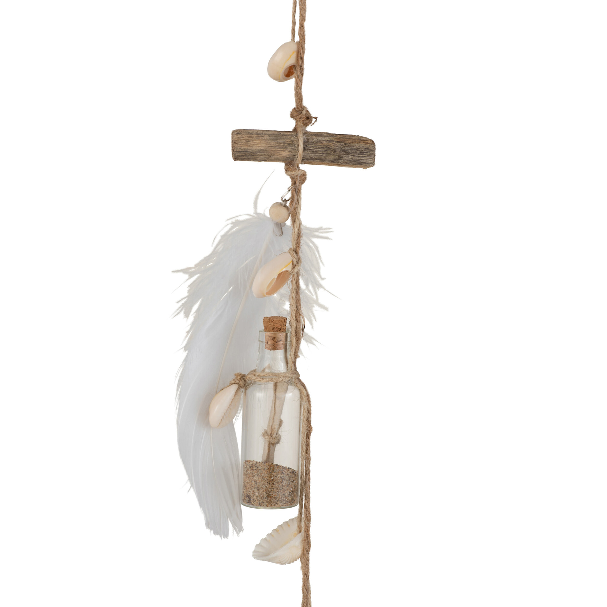 J-Line guirlande Bouteilles - verre/plumes - verre - naturel