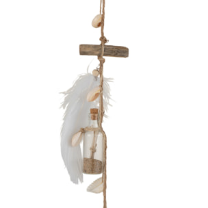 J-Line guirlande Bouteilles - verre/plumes - verre - naturel