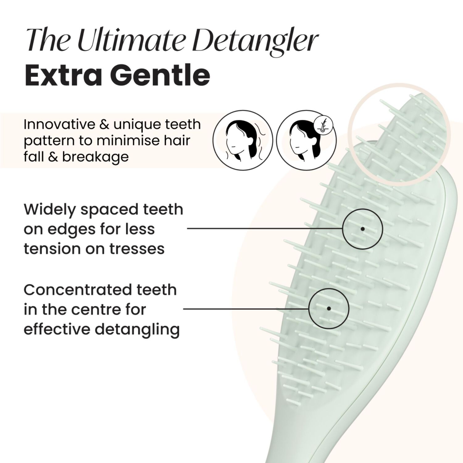 The Ultimate Detangler Extra Gentle - Brosse à Cheveux Eucalyptus Green