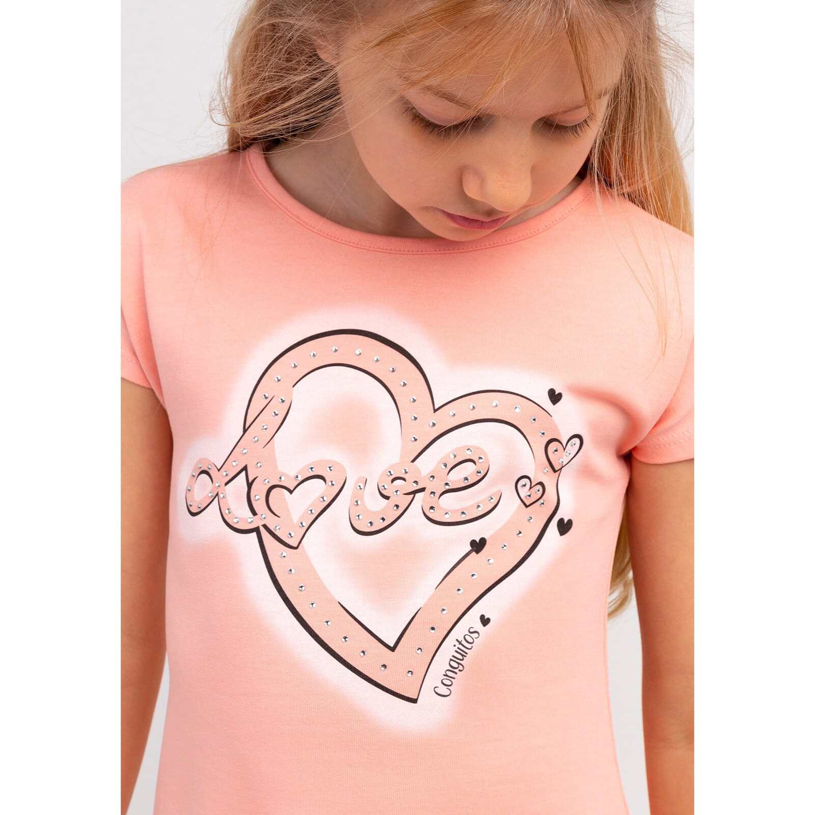 Vestido De Niña Con Estampado De Corazón Naranja