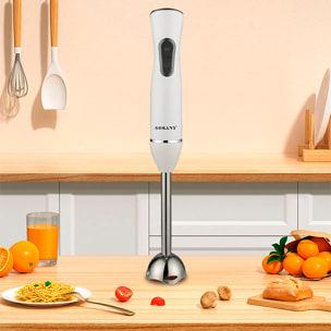 Frullatore a mano da 600W con due velocità, design ergonomico e braccio in acciaio inossidabile lavabile in lavastoviglie.