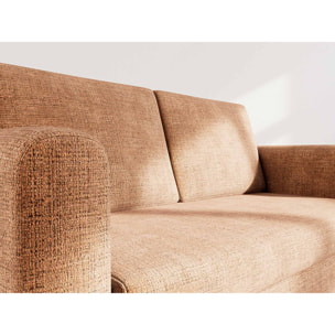 Marilia - Canapé 2 places convertible déplimousse en velours texturé - Terracotta