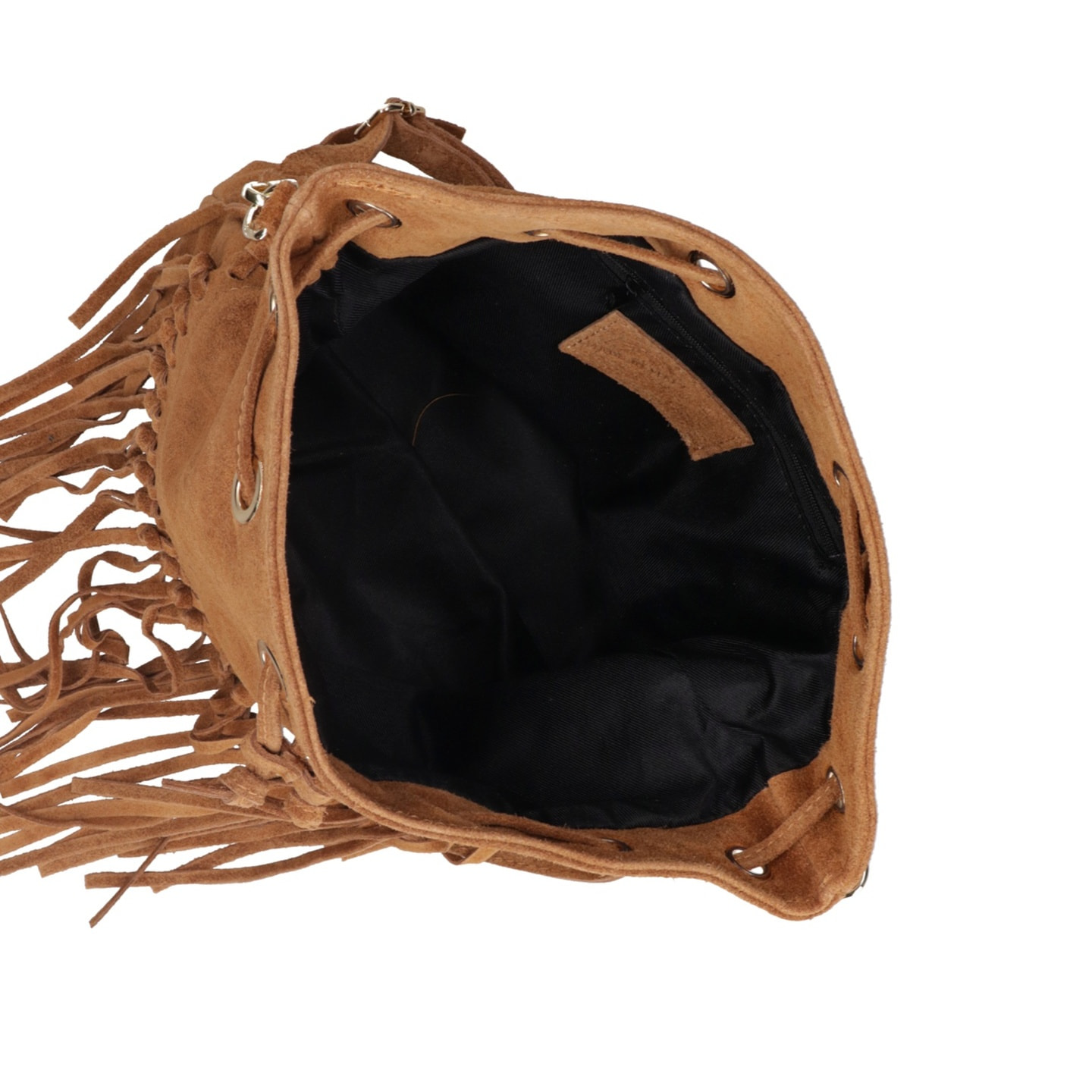 Borsa a secchiello da donna Made in Italy - Modello Umbria Plus - Pelle scamosciata - 25.0 x 22.0 x 13.0 cm